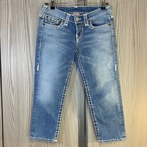 True Religion ‘Lily Super T’ Blue Wash Cropped Jeans ~ Size 28